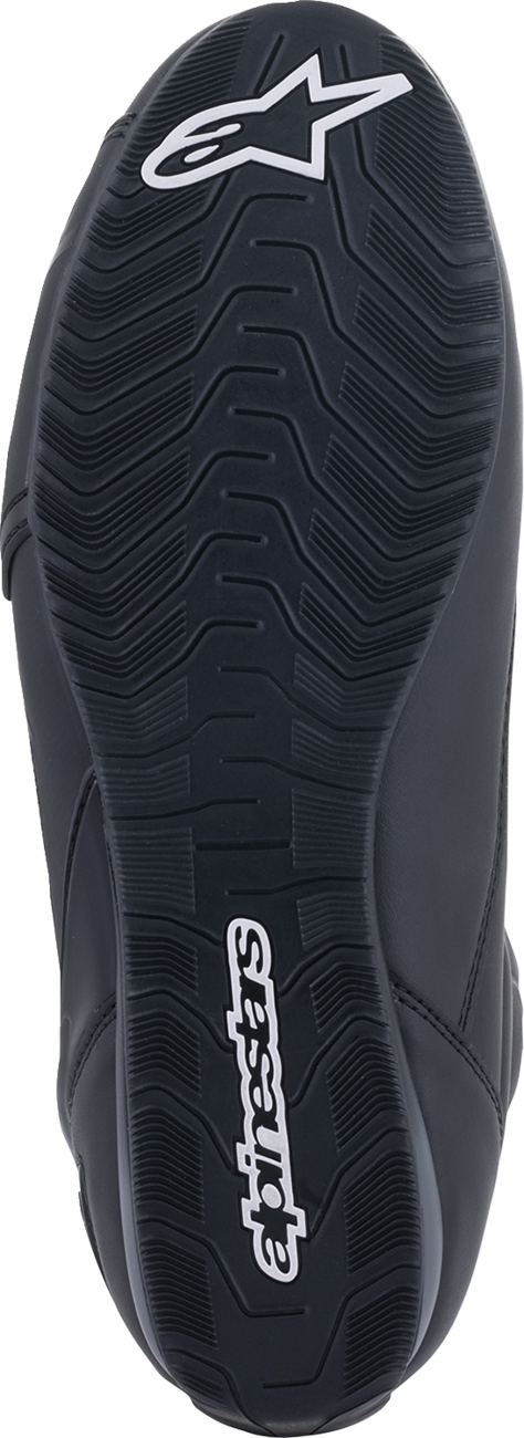 Black and gray Alpinestars Faster-3 Rideknit shoes, US size 7, featuring lightweight design and sporty style.
