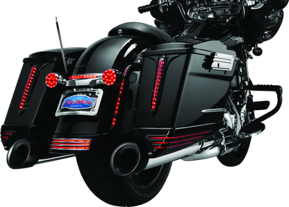 Chrome Kuryakyn rear fender accents for Harley Davidson FLHX and FLTR models, adding stylish detail to motorcycle fenders.