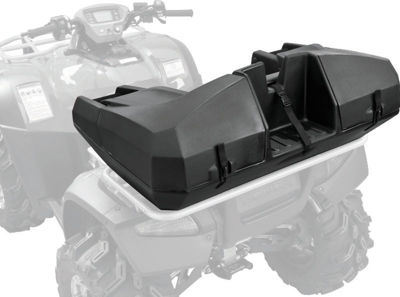 QuadBoss Weekender Trunk with large storage compartments for powersports vehicles, shown open with organized interior.