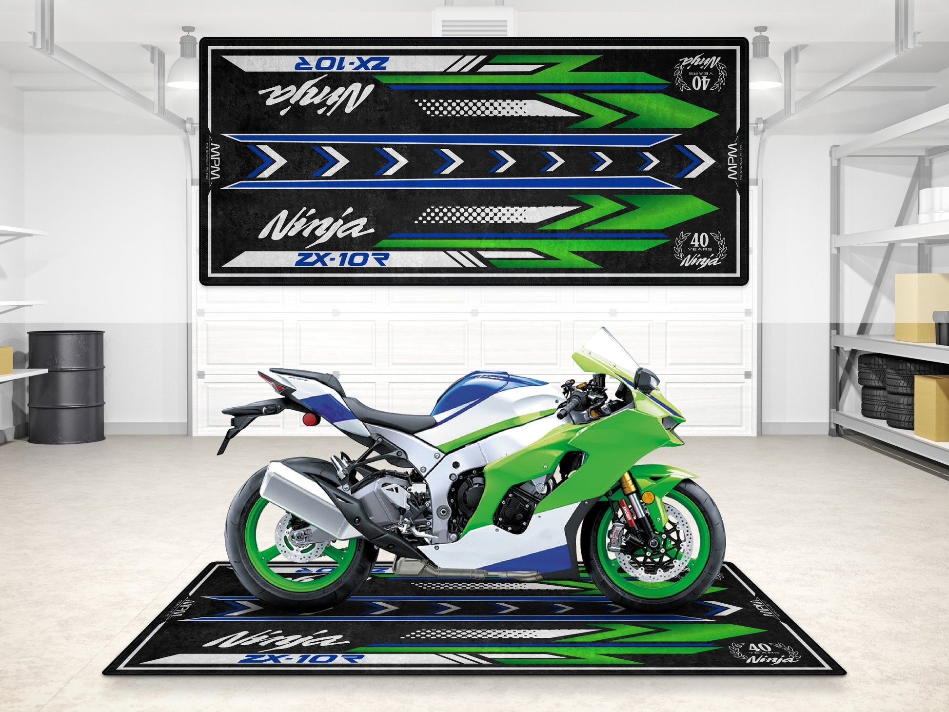 MPM Motorcycle Mat for Kawasaki Ninja ZX-10R 40th Anniversary - MM7400 - Howling Moto