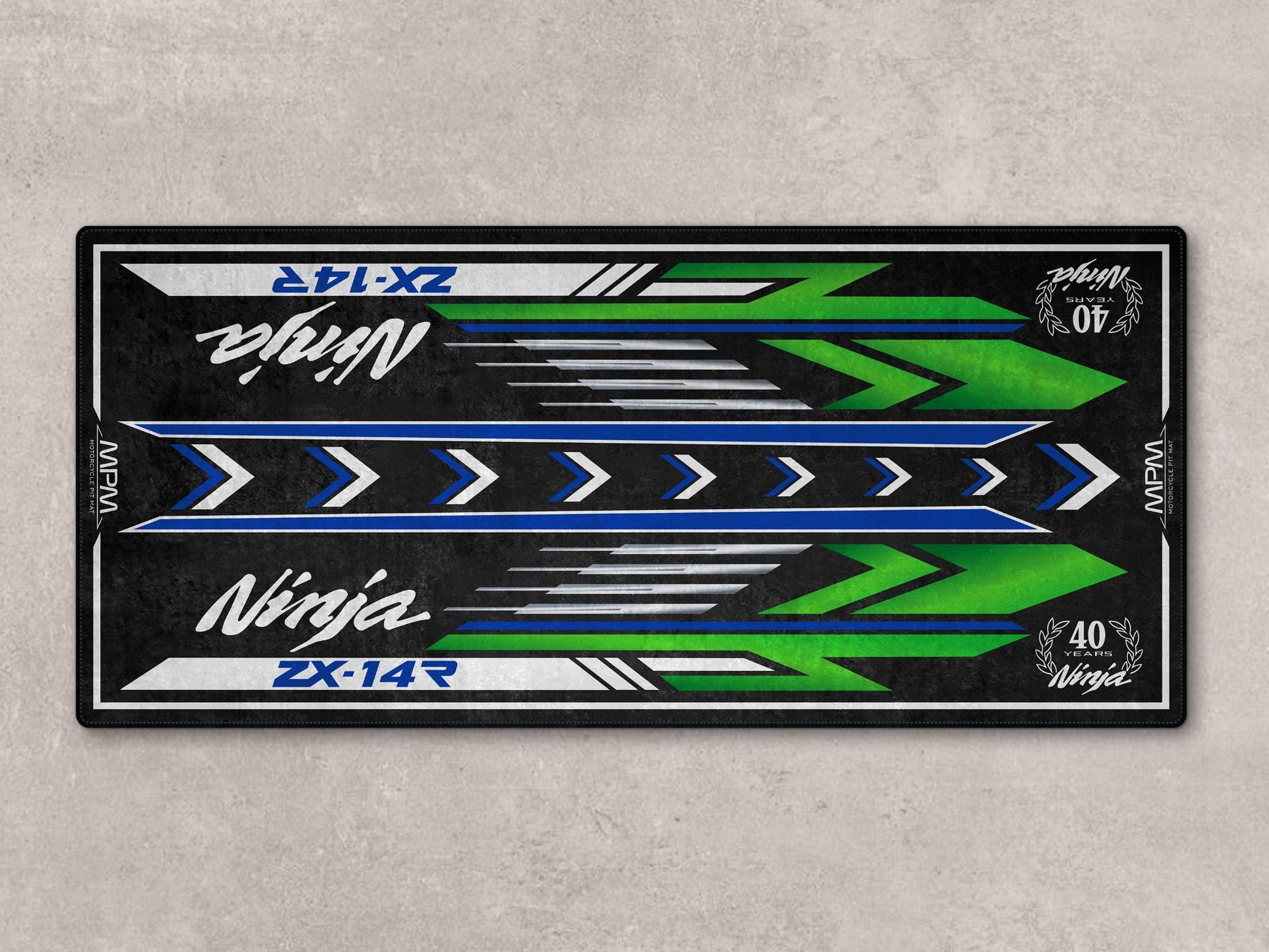 Designed Pit Mat for Kawasaki Ninja ZX-14R 40th Anniversary Motorcycle - MM7402 - Howling Moto