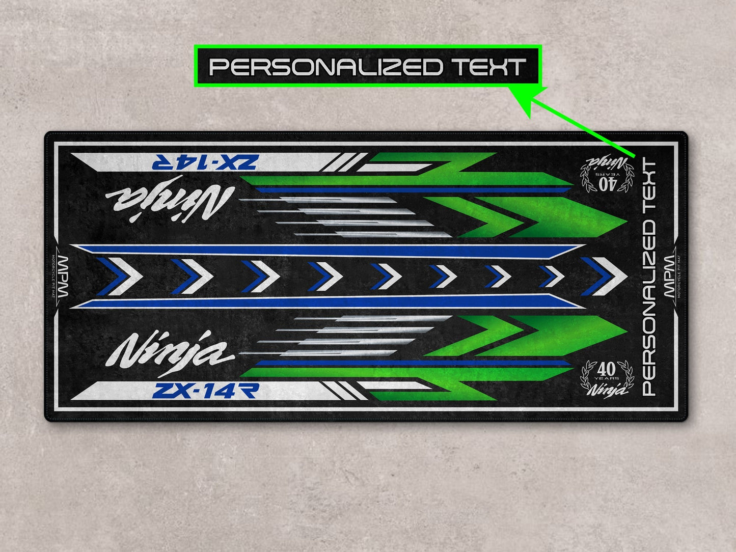 Designed Pit Mat for Kawasaki Ninja ZX-14R 40th Anniversary Motorcycle - MM7402 - Howling Moto