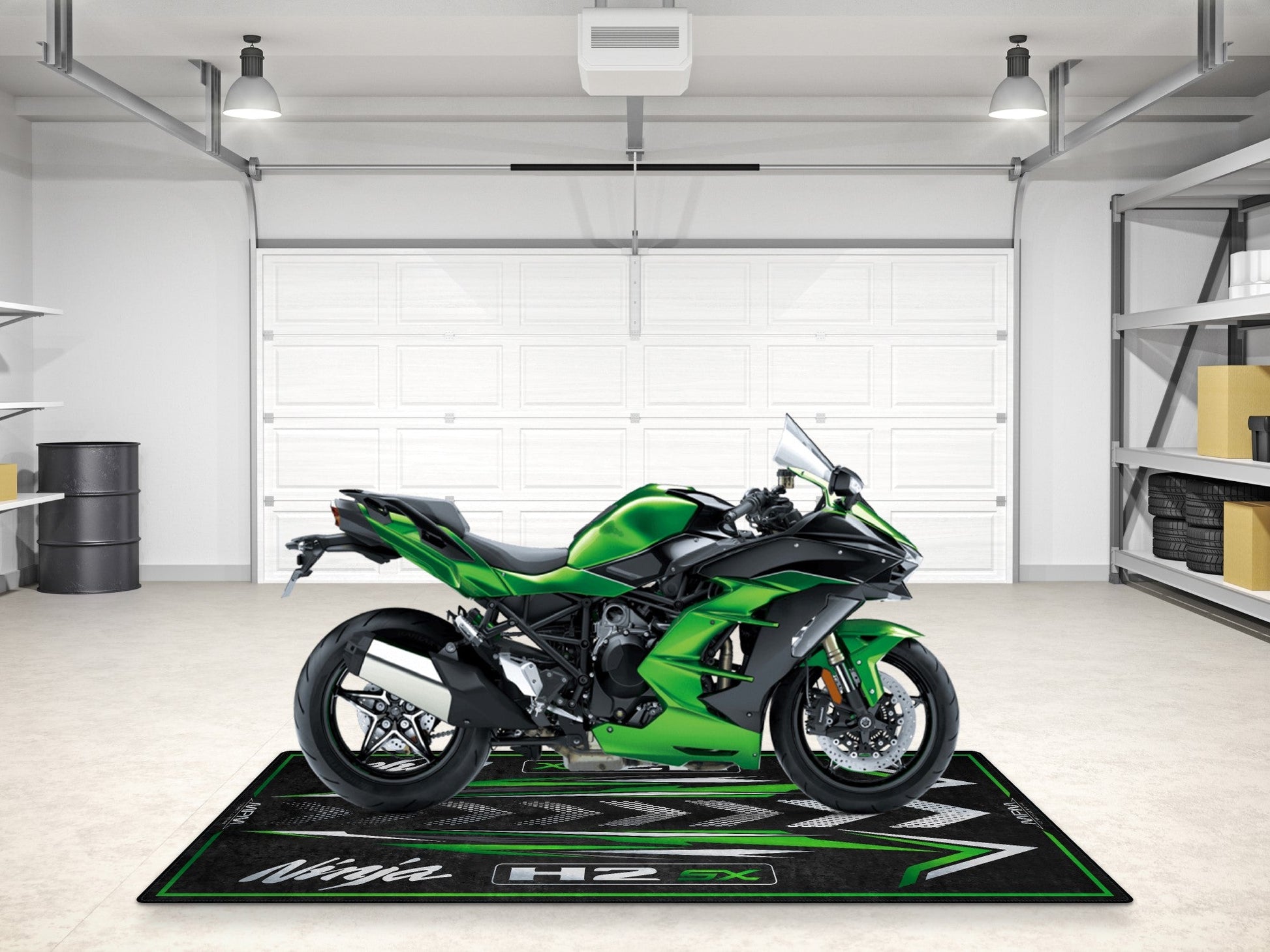 Designed Pit Mat for Kawasaki Ninja H2 SX Motorcycle - MM7404 - Howling Moto
