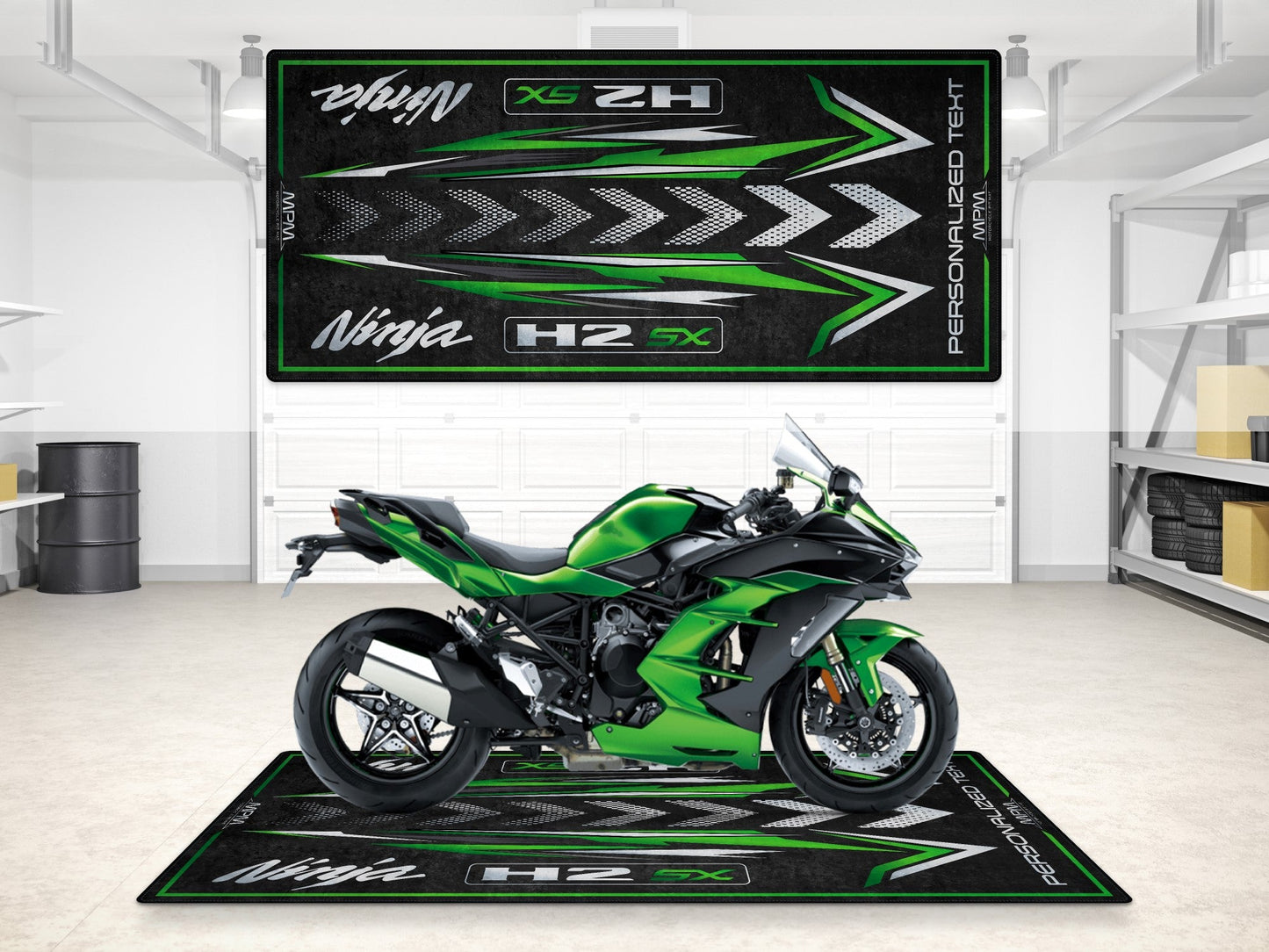 Designed Pit Mat for Kawasaki Ninja H2 SX Motorcycle - MM7404 - Howling Moto