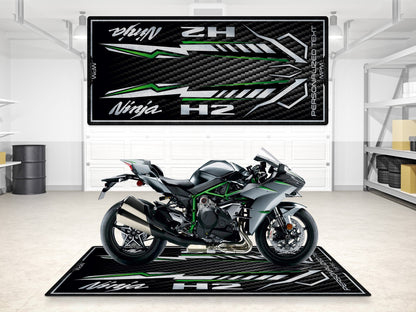 Designed Pit Mat for Kawasaki Ninja H2 Carbon Motorcycle - MM7406 - Howling Moto