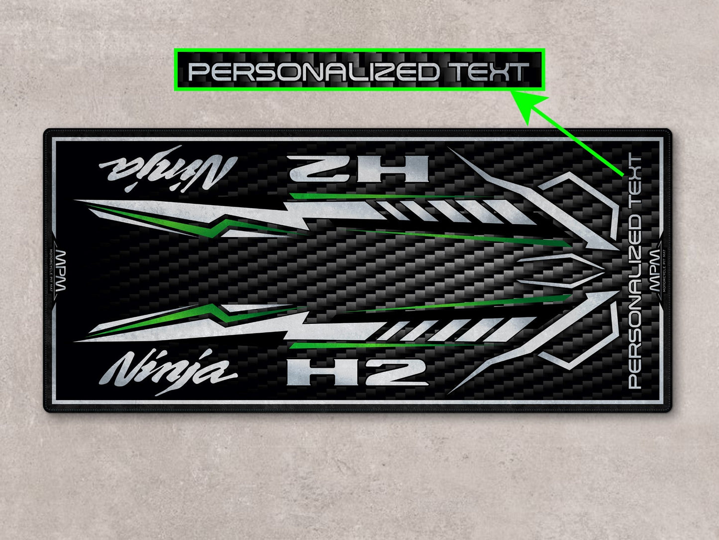 Designed Pit Mat for Kawasaki Ninja H2 Carbon Motorcycle - MM7406 - Howling Moto