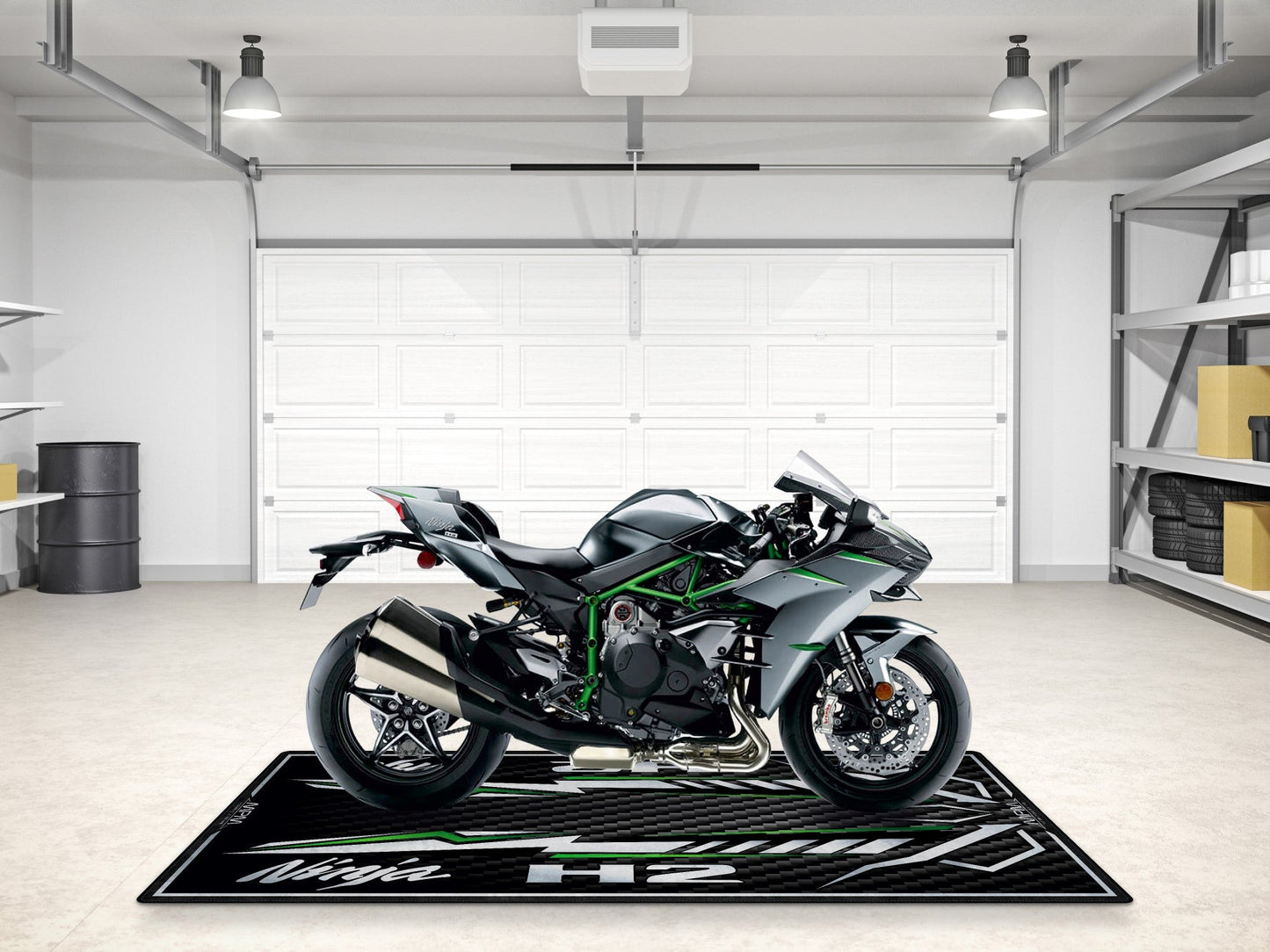 Designed Pit Mat for Kawasaki Ninja H2 Carbon Motorcycle - MM7406 - Howling Moto