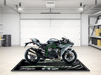 Designed Pit Mat for Kawasaki Ninja H2 Carbon Motorcycle - MM7406 - Howling Moto