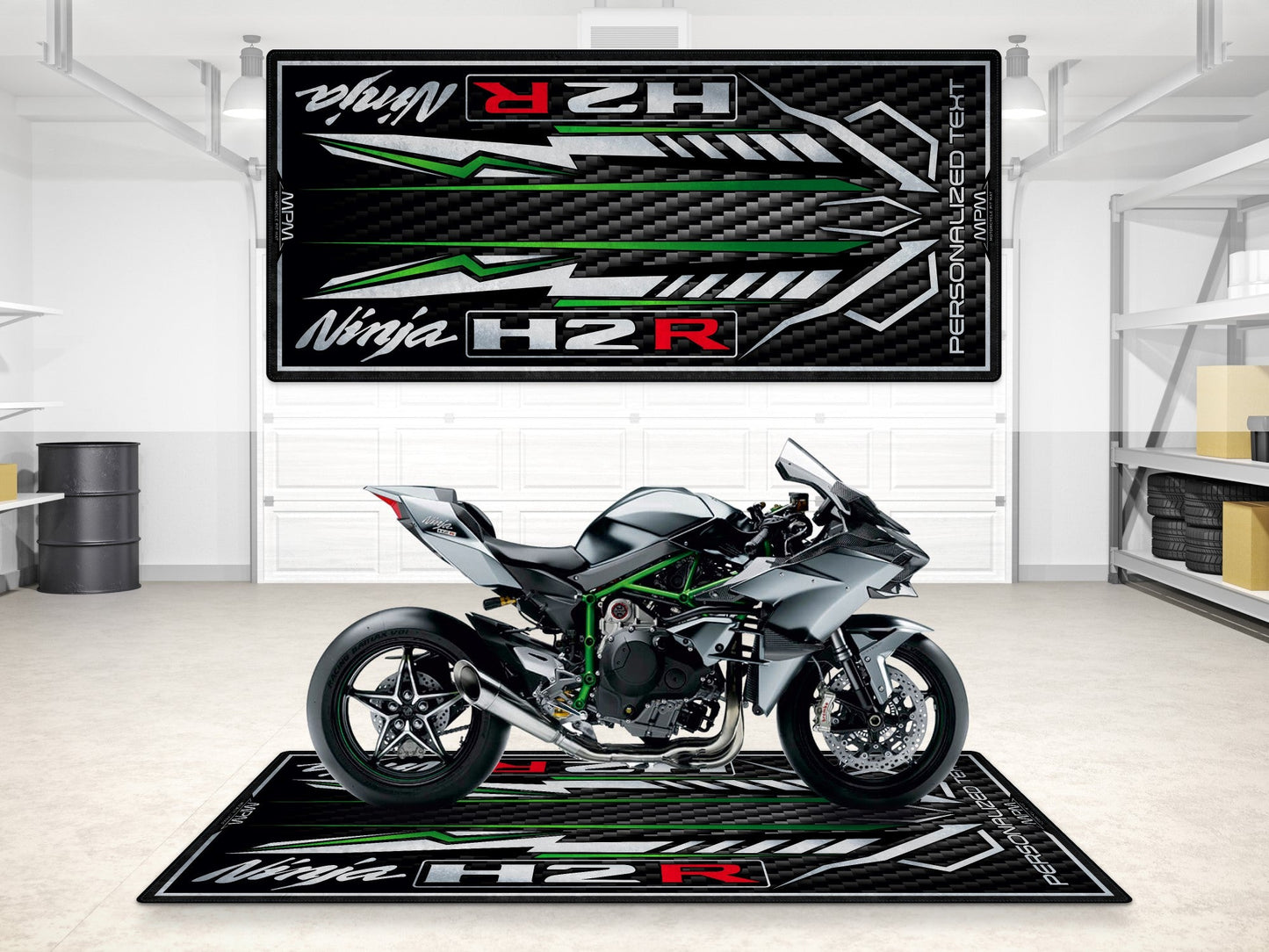 Designed Pit Mat for Kawasaki Ninja H2R Motorcycle - MM7407 - Howling Moto