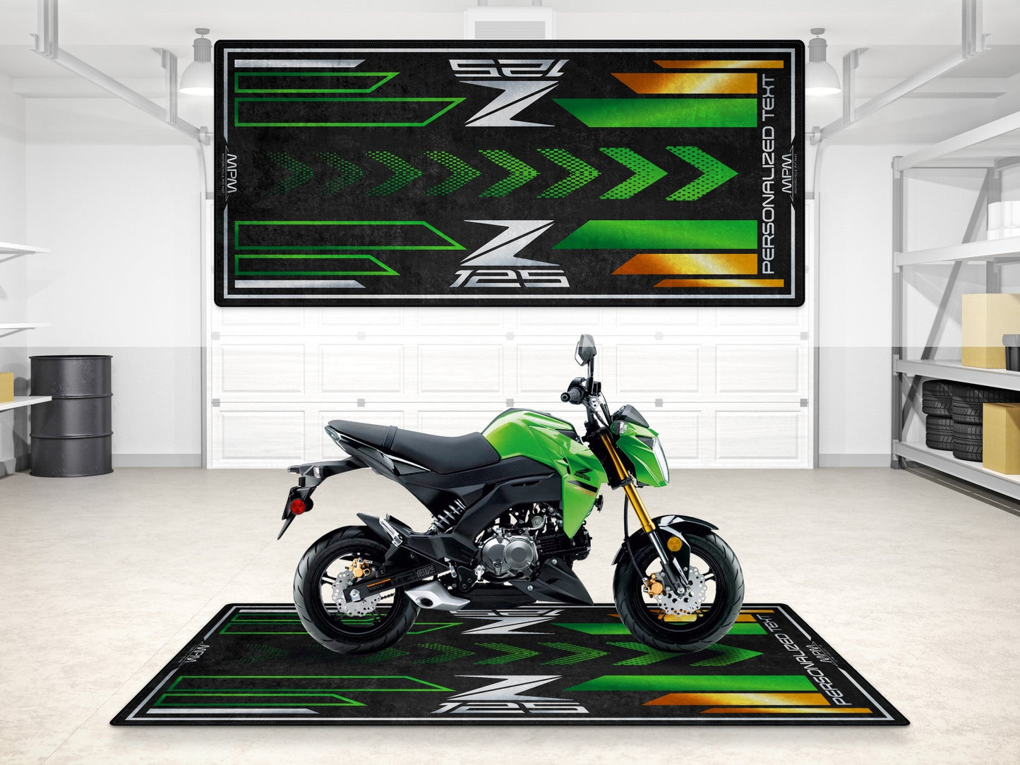 Designed Pit Mat for Kawasaki Z125 Motorcycle - MM7408 - Howling Moto