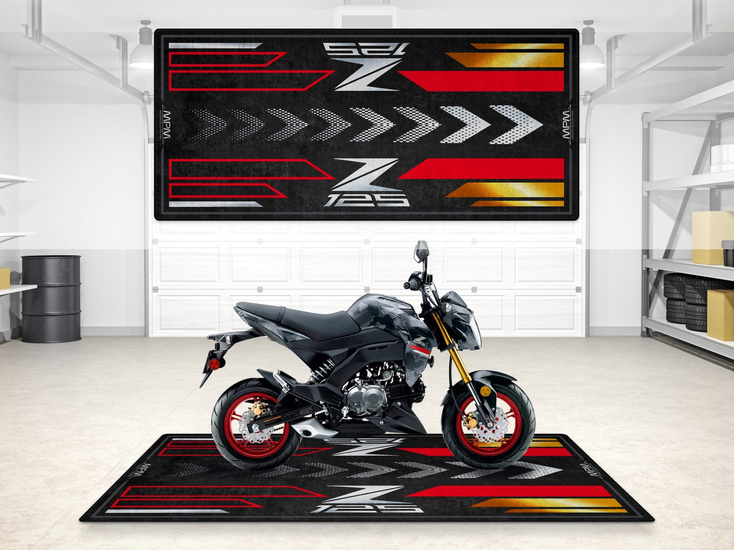 Designed Pit Mat for Kawasaki Z125 Motorcycle - MM7408 - Howling Moto