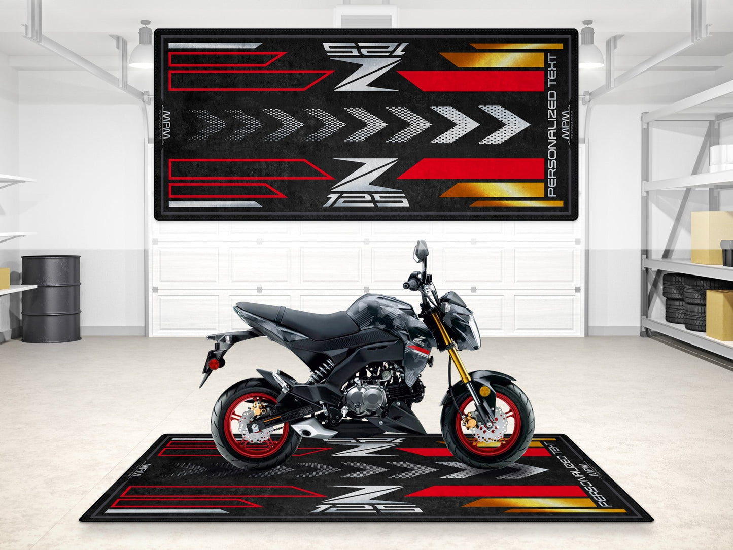 Designed Pit Mat for Kawasaki Z125 Motorcycle - MM7408 - Howling Moto