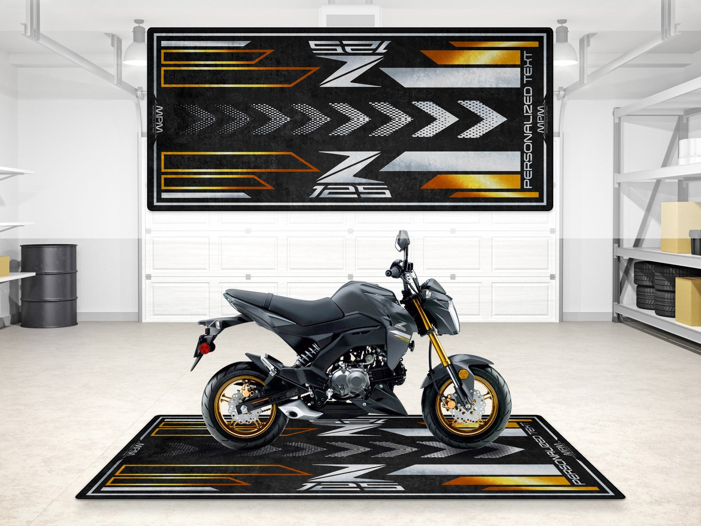 Designed Pit Mat for Kawasaki Z125 Motorcycle - MM7408 - Howling Moto
