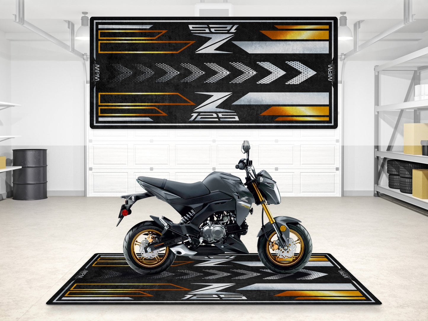 Designed Pit Mat for Kawasaki Z125 Motorcycle - MM7408 - Howling Moto