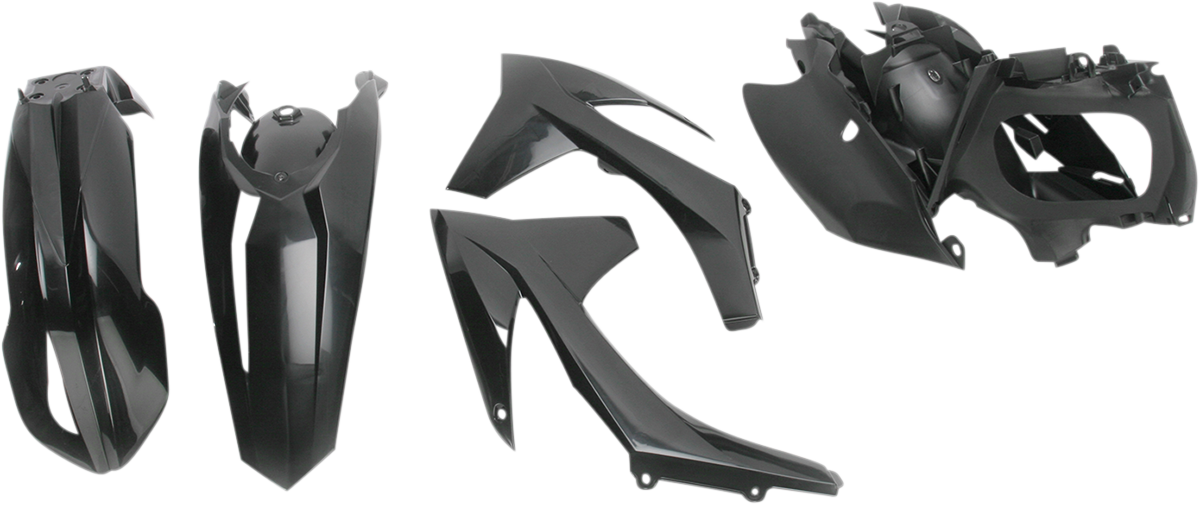 Acerbis black standard replacement motorcycle body kit, displayed on a neutral background, showcasing its sleek design.