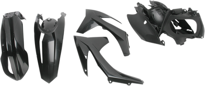 Acerbis black standard replacement motorcycle body kit, displayed on a neutral background, showcasing its sleek design.