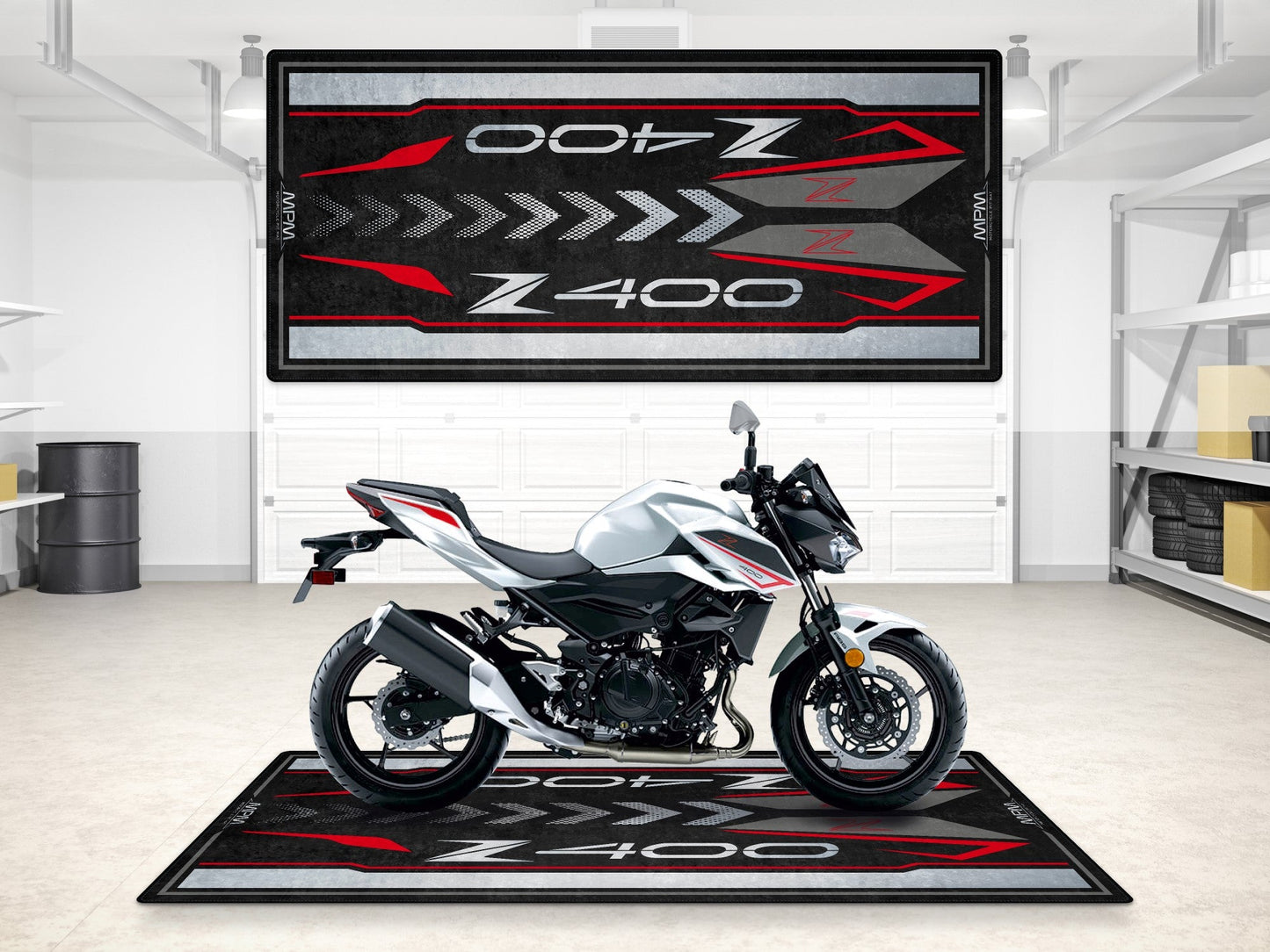 Designed Pit Mat for Kawasaki Z400 Motorcycle - MM7410 - Howling Moto