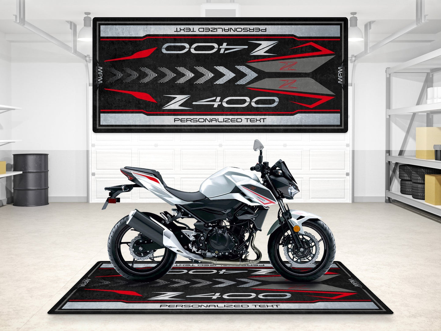 Designed Pit Mat for Kawasaki Z400 Motorcycle - MM7410 - Howling Moto