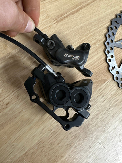 Electro & Co E&C Extreme Hydraulic Brake Kit with custom rotors and large calipers for Razor MX/SX, ETM3000/5000, Mototec, Apollo, Funbikes