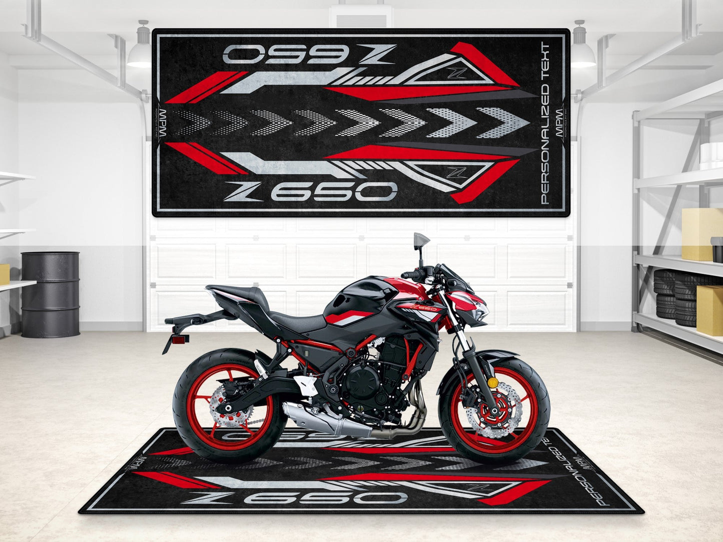 Designed Pit Mat for Kawasaki Z650 Motorcycle - MM7411 - Howling Moto