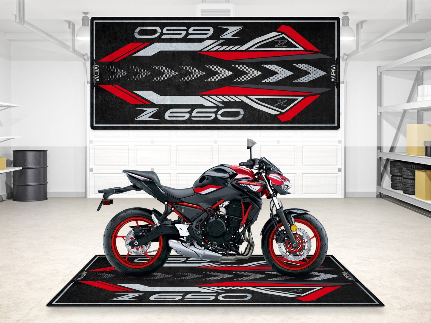 Designed Pit Mat for Kawasaki Z650 Motorcycle - MM7411 - Howling Moto
