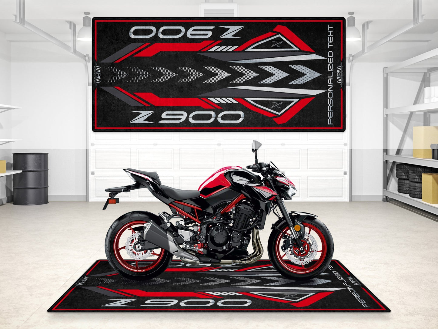 Designed Pit Mat for Kawasaki Z900 Motorcycle - MM7412 - Howling Moto