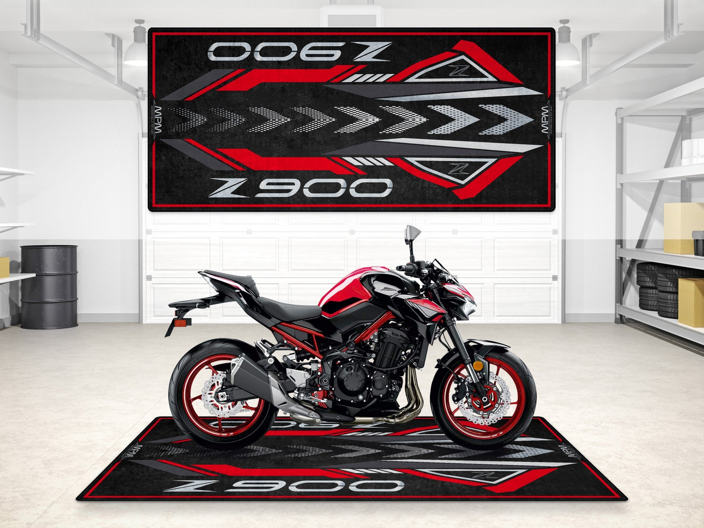 Designed Pit Mat for Kawasaki Z900 Motorcycle - MM7412 - Howling Moto