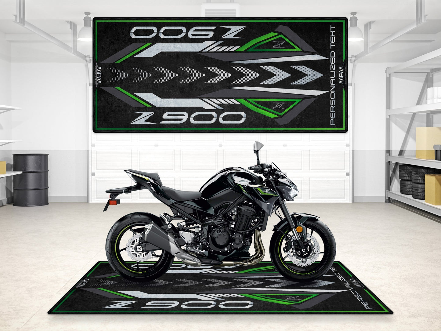 Designed Pit Mat for Kawasaki Z900 Motorcycle - MM7412 - Howling Moto
