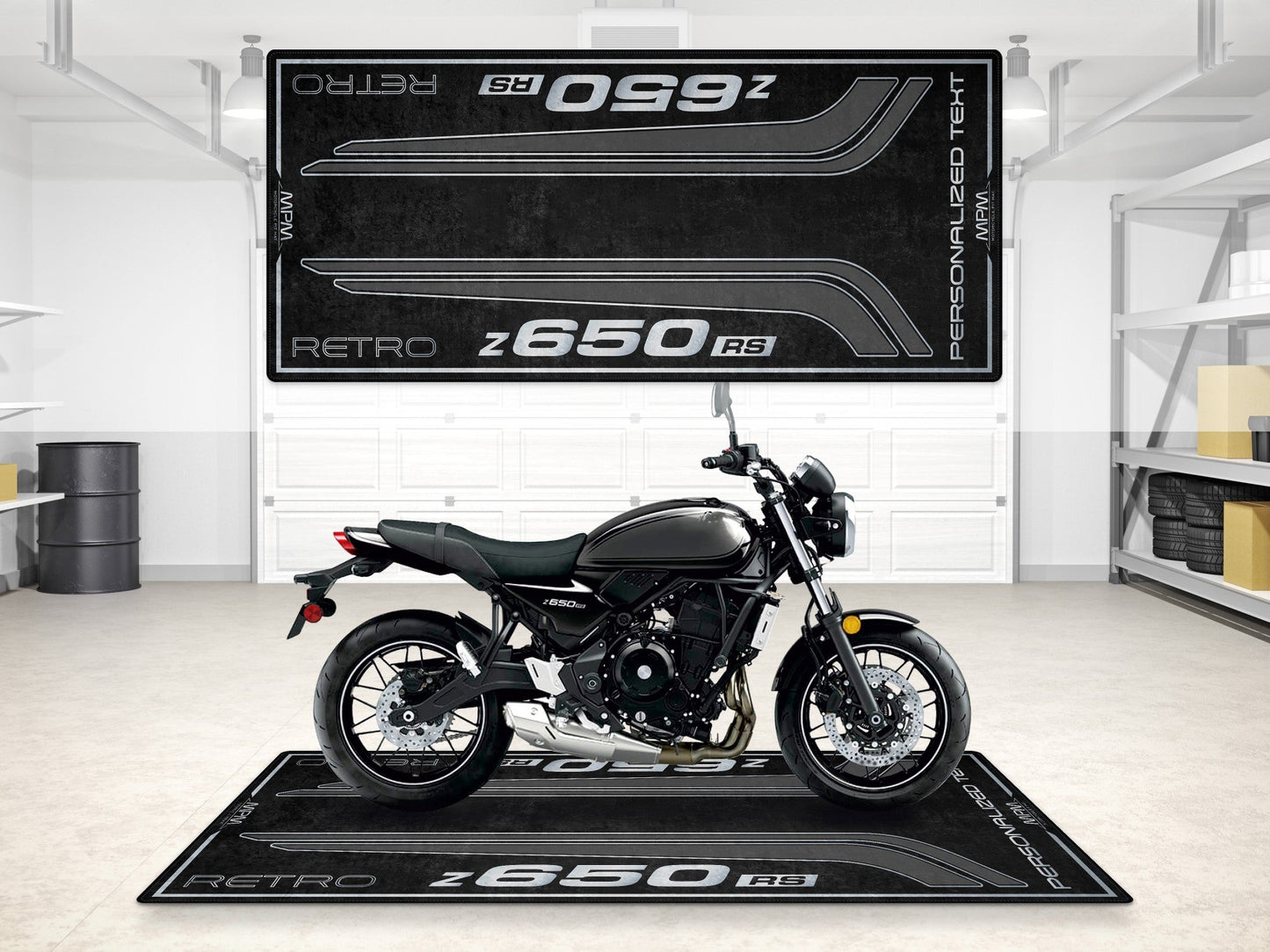 Designed Pit Mat for Kawasaki Z650 RS Motorcycle - MM7414 - Howling Moto