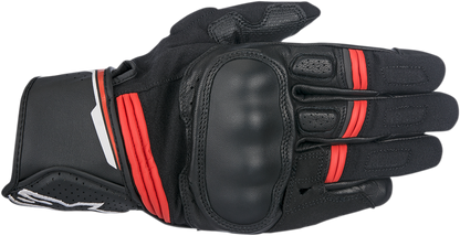 Alpinestars Booster gloves in black and red for small size, showing the armored motorcycle gloves with reinforced palms.