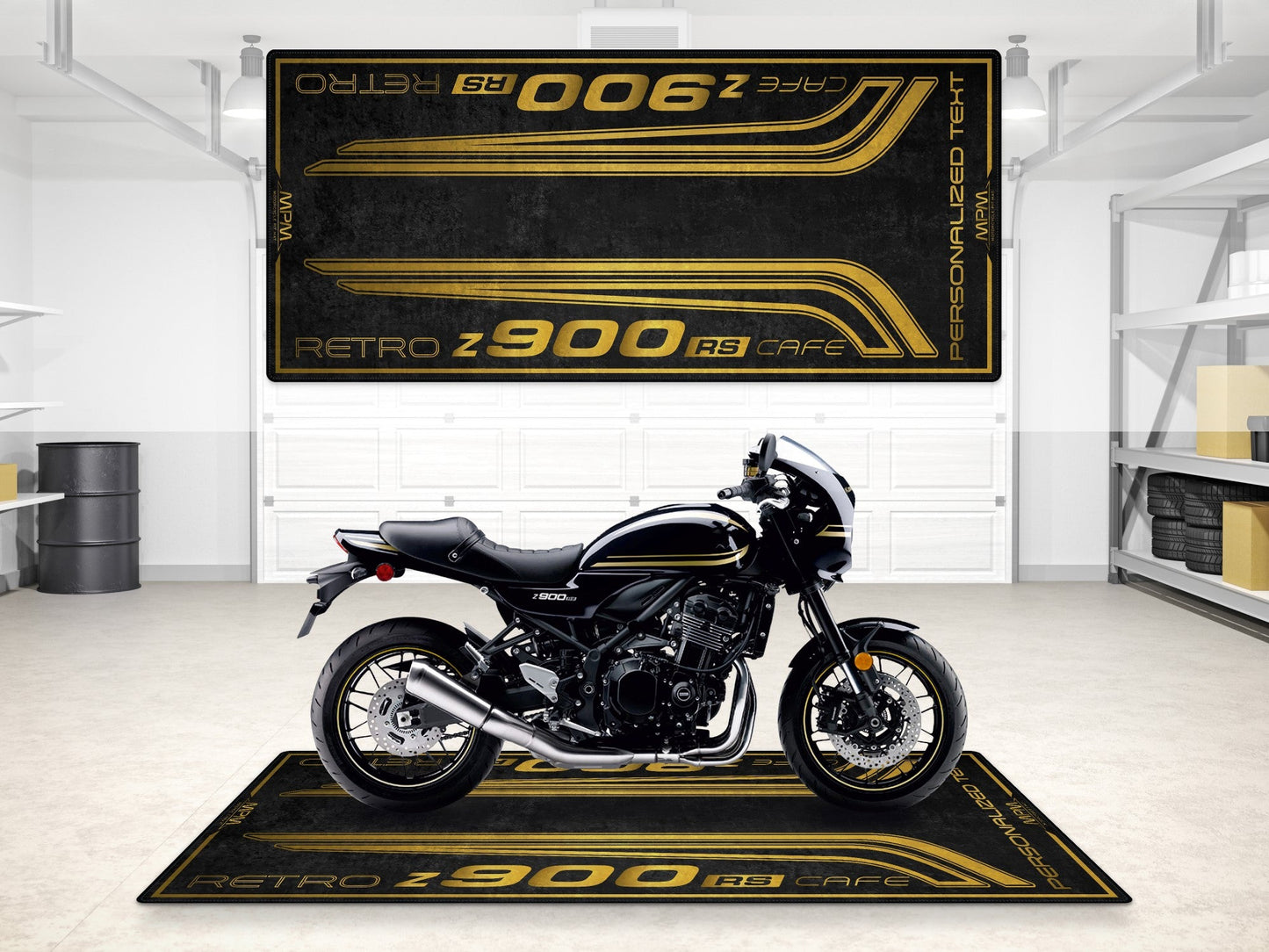 Designed Pit Mat for Kawasaki Z900 RS Cafe Motorcycle - MM7416 - Howling Moto