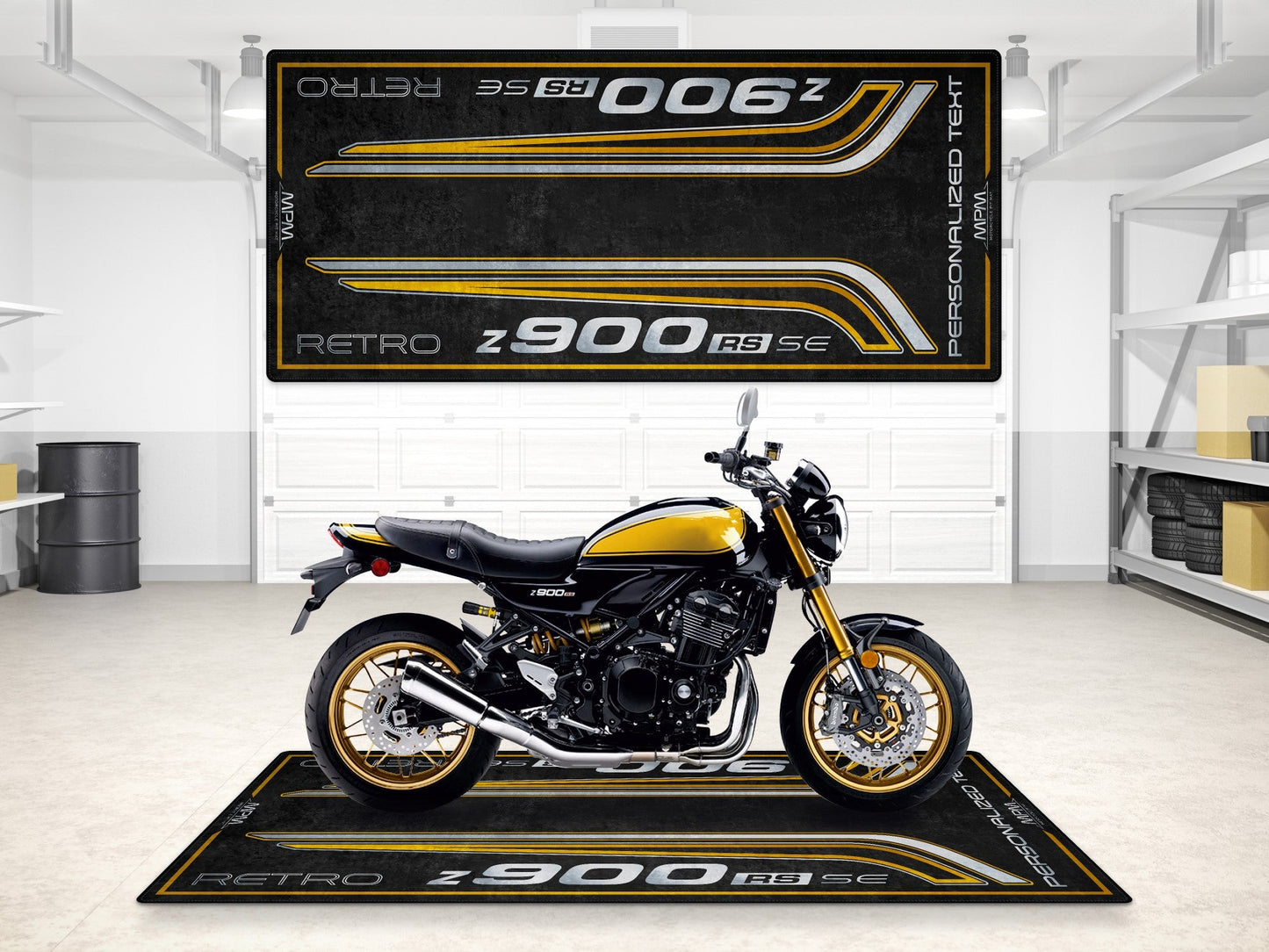 Designed Pit Mat for Kawasaki Z900RS SE Motorcycle - MM7417 - Howling Moto