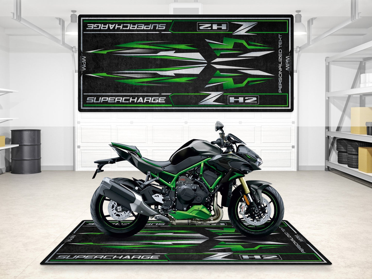 Designed Pit Mat for Kawasaki ZH2 Motorcycle - MM7418 - Howling Moto