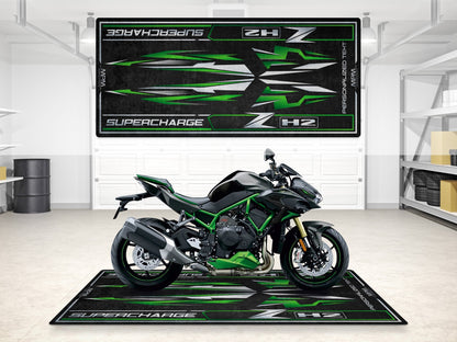 Designed Pit Mat for Kawasaki ZH2 Motorcycle - MM7418 - Howling Moto