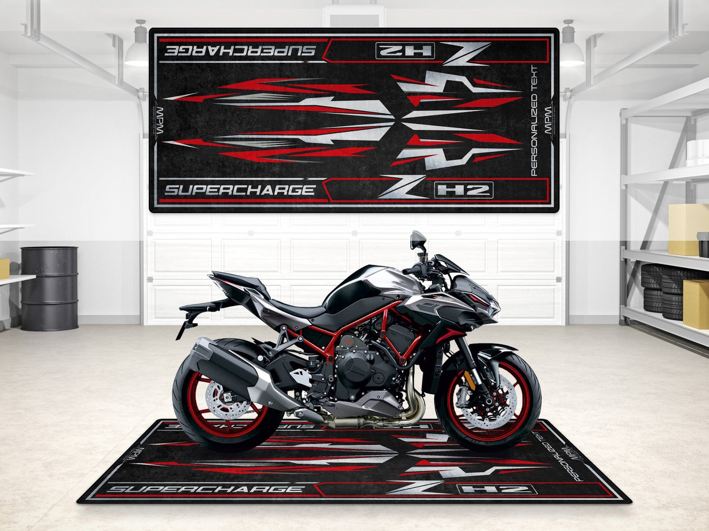 Designed Pit Mat for Kawasaki ZH2 Motorcycle - MM7418 - Howling Moto