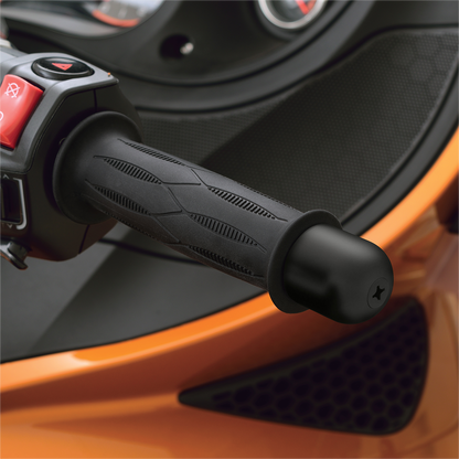 Can-Am motorcycle handlebar end weights in chrome from Bill's Exhausts, designed for engine balance and vibration reduction.