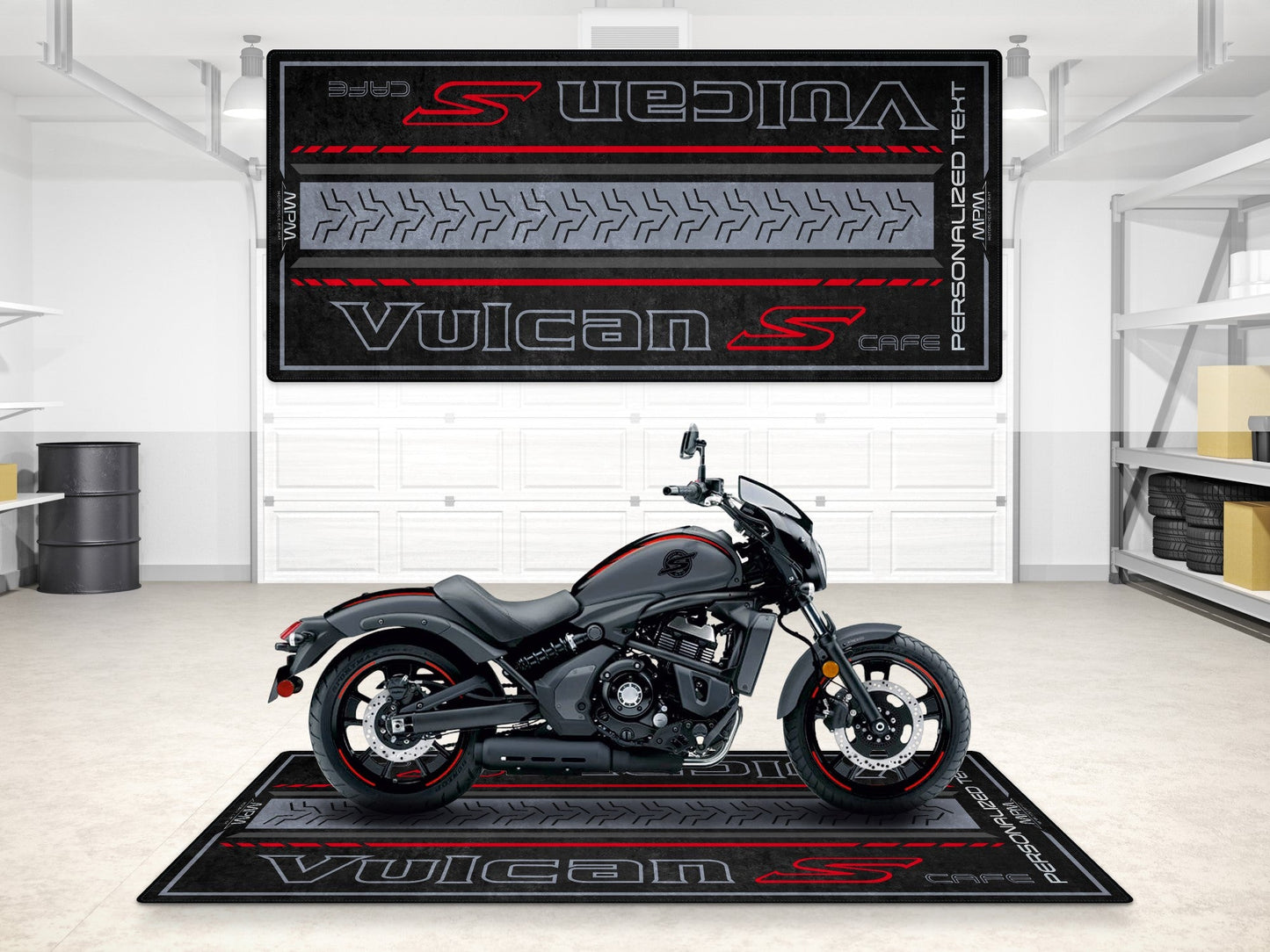 Designed Pit Mat for Kawasaki Vulcan S Cafe Motorcycle - MM7425 - Howling Moto