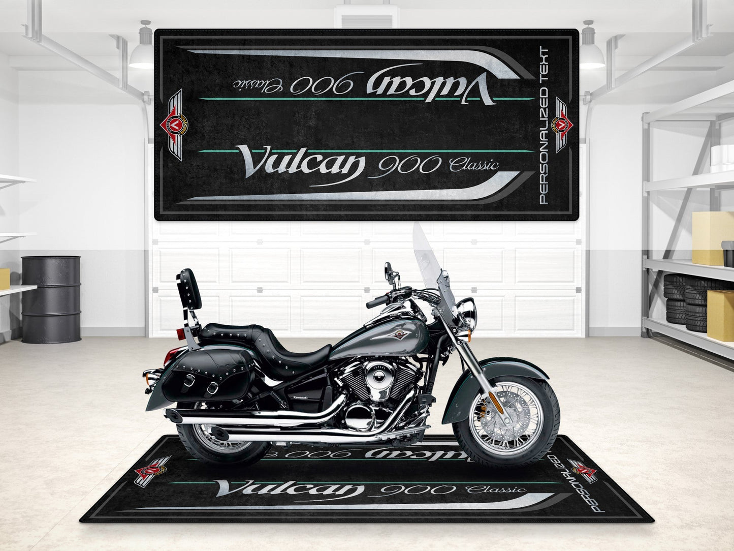 Designed Pit Mat for Kawasaki Vulcan 900 Classic LT Motorcycle - MM7428 - Howling Moto