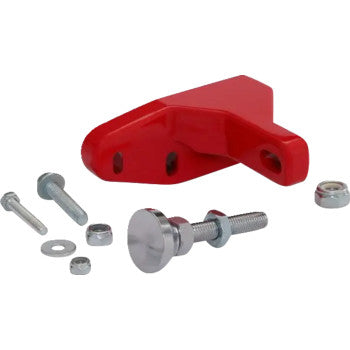 SHOW CHROME Master Cylinder Brace by Bill's Exhausts, red metal motorcycle part with mounting brackets and hardware for brake system support.