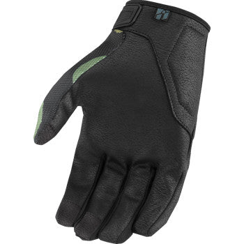 Camo green ICON Hooligan Magnacross gloves in 2XL size, featuring durable design and reinforced palms for motocross riding.