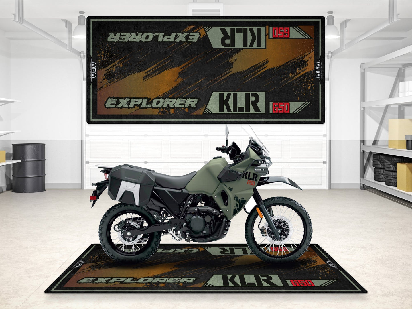 Designed Pit Mat for Kawasaki KLR 650 Motorcycle - MM7431 - Howling Moto