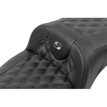 SADDLEMEN Roadsofa™ Extended Reach Seat - without Backrest - Lattice Stitch - Dark Gray Stitch - FL/FX '23-'24 823-07-20702 - Howling Moto