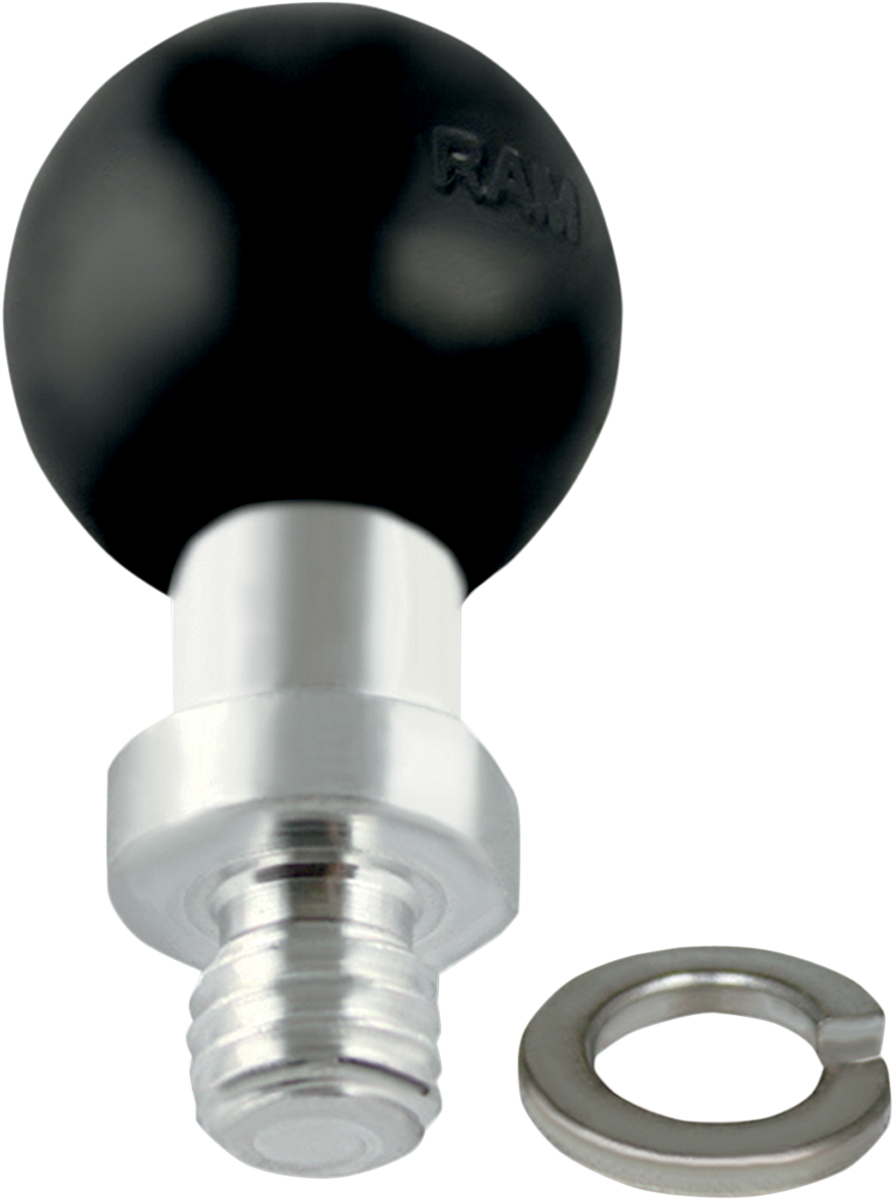 Bill's Exhausts RAM MOUNTS ball mount with 3/8"-16 base for engine mounting, shown with metal construction and mounting hardware.