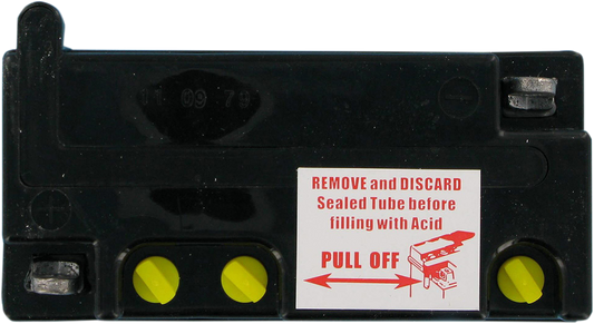 Parts Unlimited 12V motorcycle battery model 6CB112D, compact and reliable replacement for motorcycle power needs.