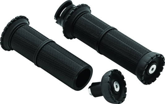 Kuryakyn Riot grips for Indian Scout motorcycle, satin black handlebar grips with textured surface and ergonomic design