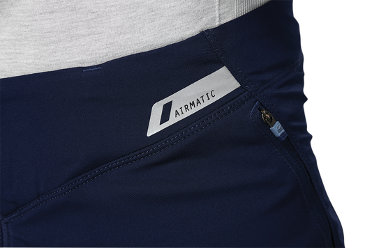 Bill's Exhausts 100% Airmatic Shorts in navy, US size 38, featuring a casual fit and durable fabric with brand logo detail.