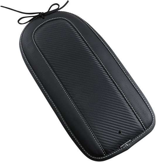 Bill's Exhausts SADDLEMEN Fender Chap for Dominator Solo Seat T8128-18-D, showing black leather motorcycle seat cover with stitching detail.