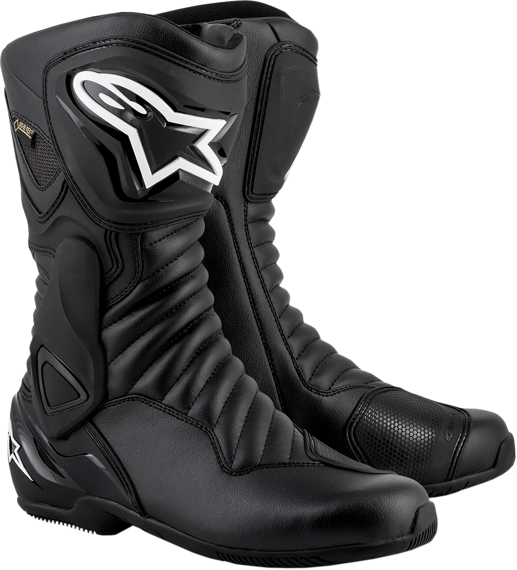 Alpinestars SMX-6 v2 Gore-Tex motorcycle boots in black, US 10.5, EU 45, featuring durable design and protective features.