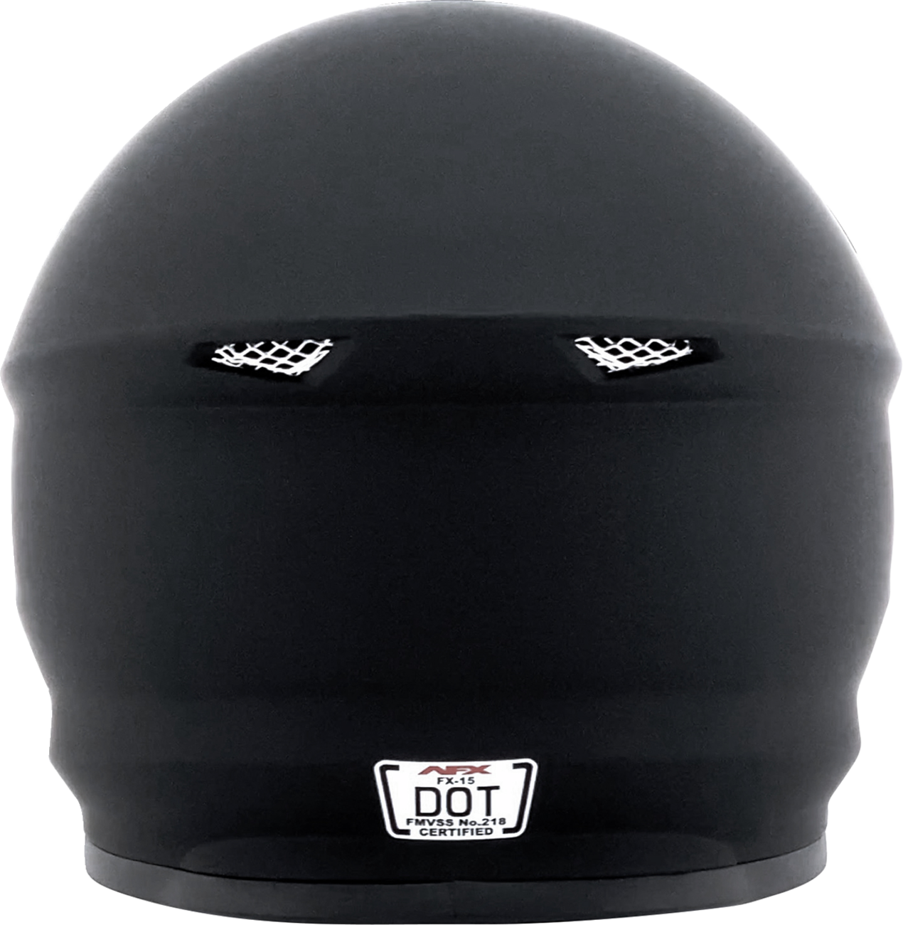 Matte black AFX FX-15 motorcycle helmet in XS size, featuring aerodynamic design and secure chin strap.