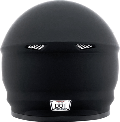 Matte black AFX FX-15 motorcycle helmet in XS size, featuring aerodynamic design and secure chin strap.